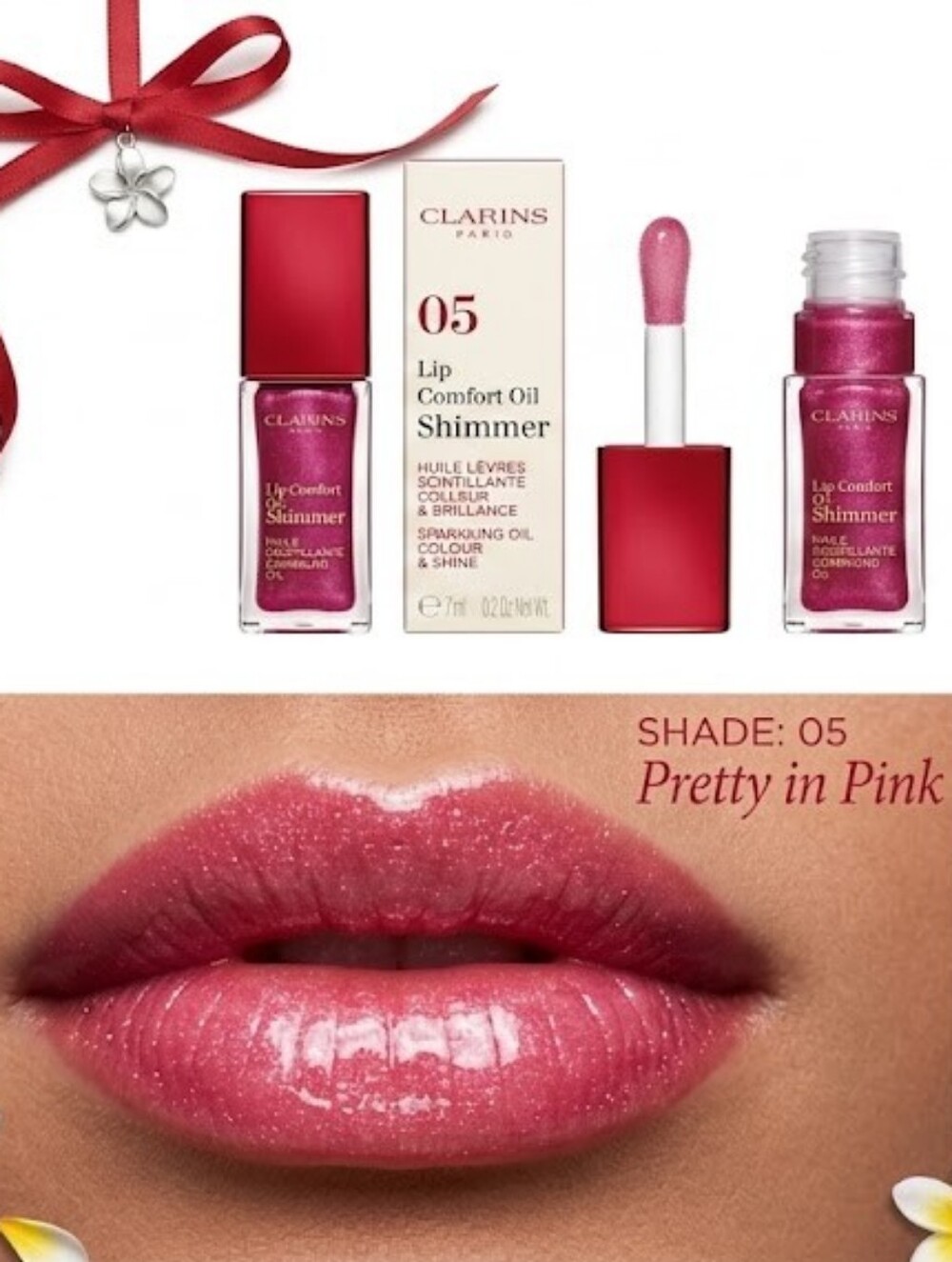 Clarins Lip Comfort Oil Shimmer - Pretty In Pink - NIB